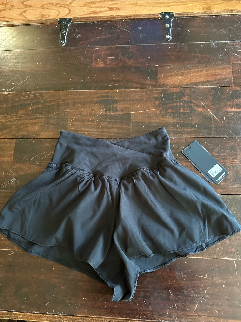 Reflex Black Skort-Style High Waist Active Shorts